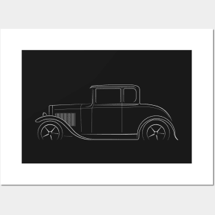 1930 Ford Model A - profile stencil, white Posters and Art